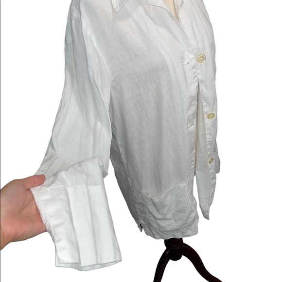 Laura Ralph Lauren White Linen Button Down - Picture 2 of 5